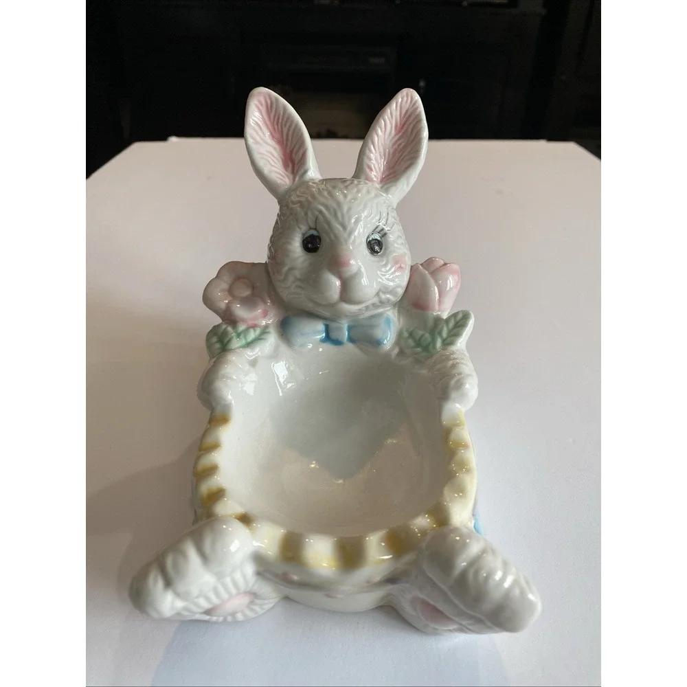 Vintage Bunny Trail Candy Soap Trinket Dish Hermitage Pottery FD101 1998 Nursery